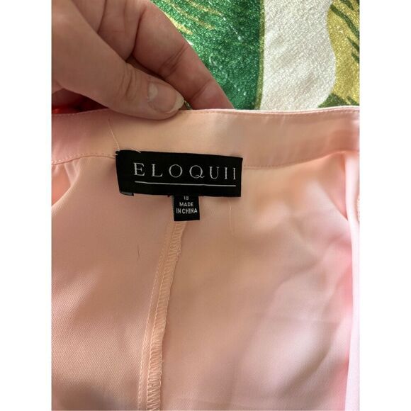 Eloquii peach pink short sleeve split neck button down top size 18 - Picture 2 of 10